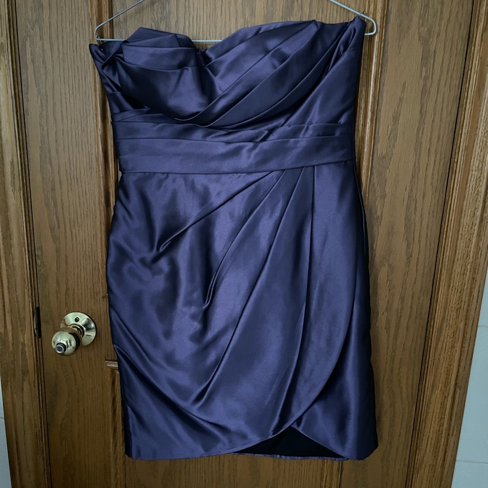 Love Strapless Satin Dress in Deep Purple